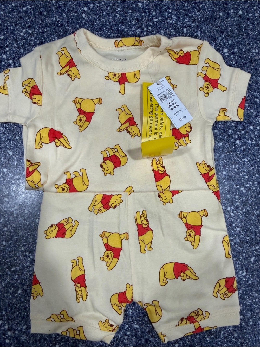 Winnie the Pooh Yellow Red Short Sleeve Two piece pajamas  - Kids